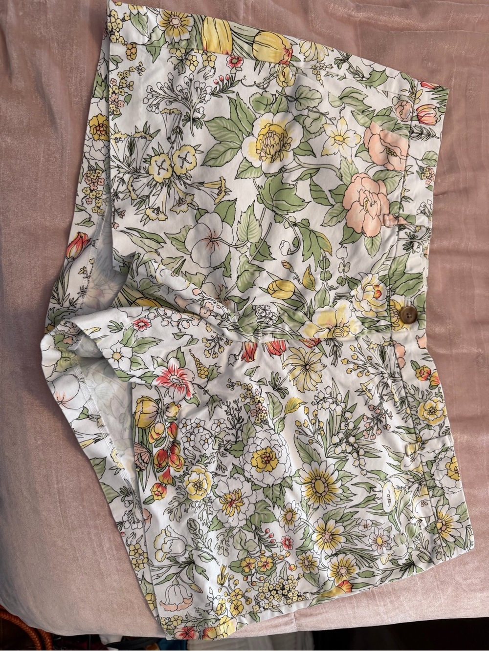 GAP Floral Cotton Shorts in White, Green & Peach